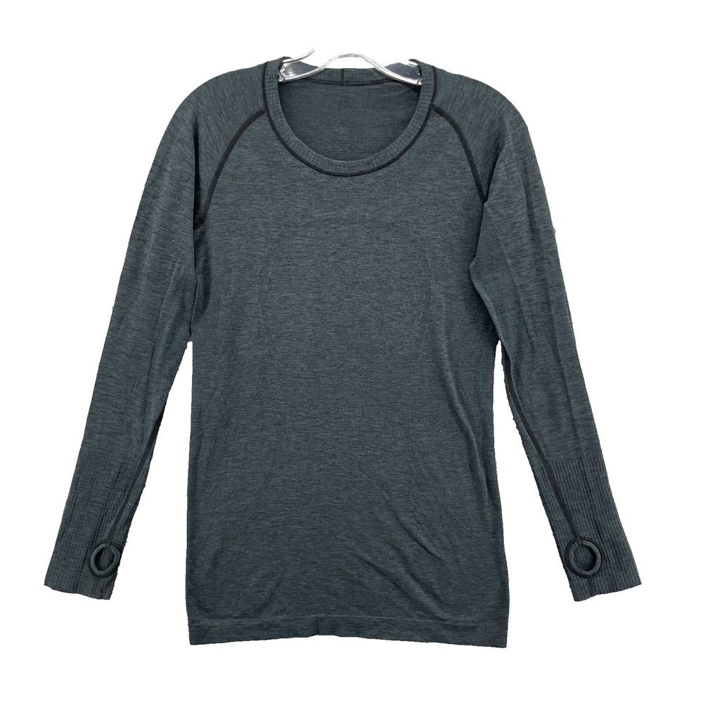 Lululemon Shirt Womens Med Green Performance Thumb Holes Activewear Training Gym